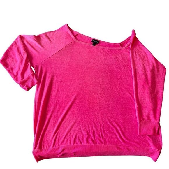 Torrid Off the shoulder Classic Long Raglan Sleeve Top Hot Pink Size 2 - Picture 1 of 7